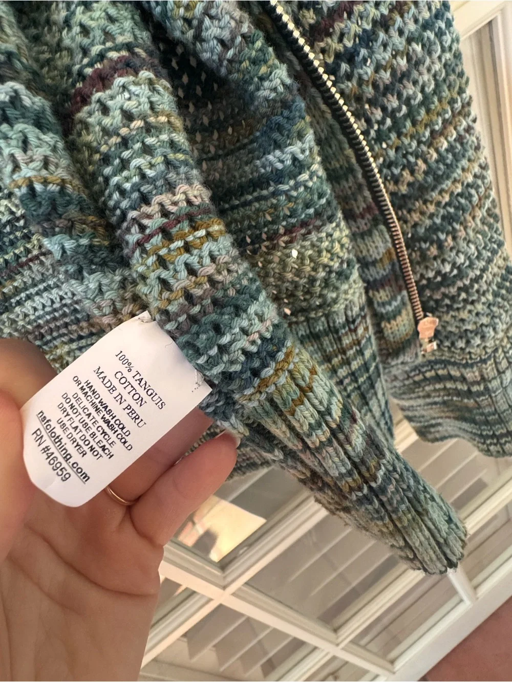 NSF Teal and Gray Knit Zip Hoodie